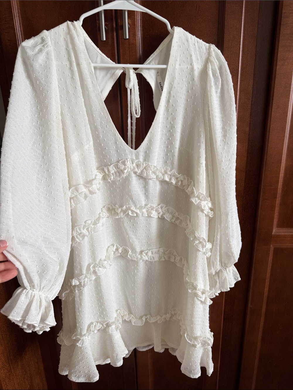 Selfie Leslie Ivory Ruffle Tier V‑Neck Tunic